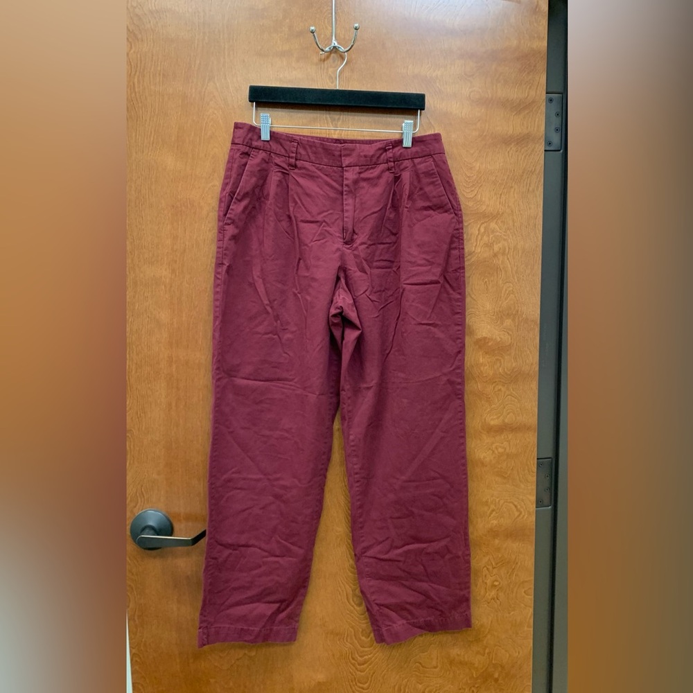 A New Day burgundy cotton pleated pants/chinos